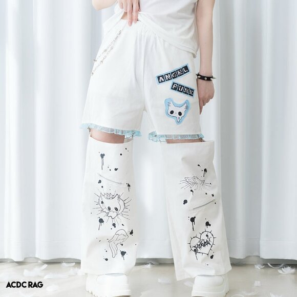 NEW ACDC RAG - Baby Punk Angel Punk Detachable Cargo Pants - Picture 3 of 9